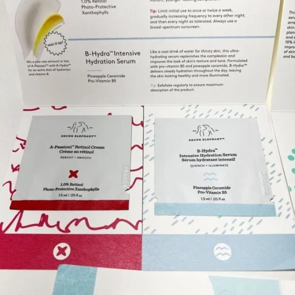 Drunk Elephant SAMPLE LOT A-Passioni Retinol B-Hydra Intensive F-Balm Protini - Picture 4 of 4